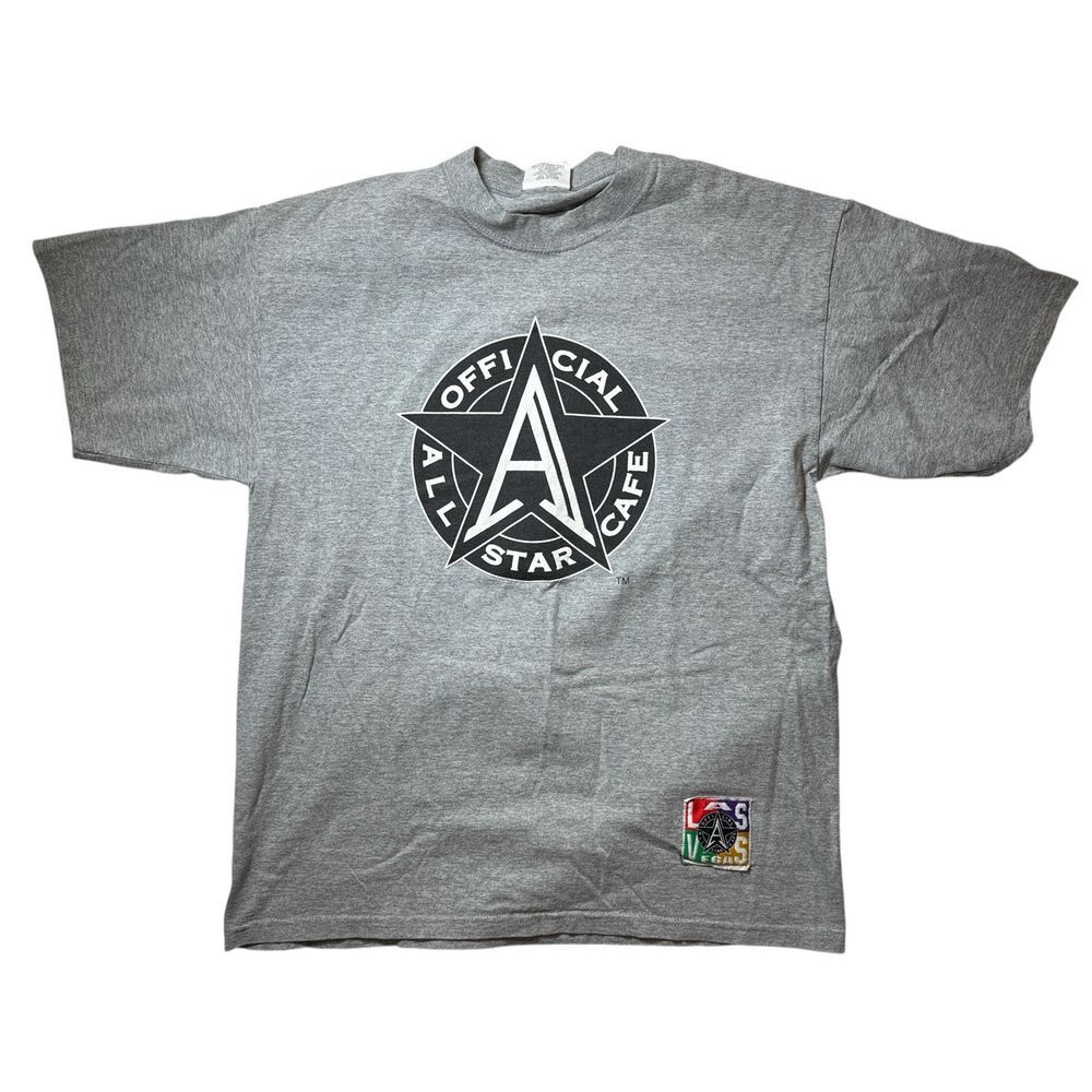 Vintage Official All Star Cafe Shirt Mens Large Gray Retro 1990's Las Vegas